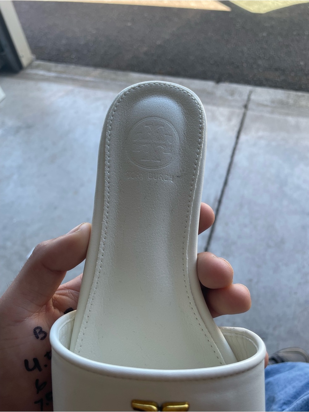Tory Burch Cream Slide with Gold Logo Accent - Picture 2 of 3